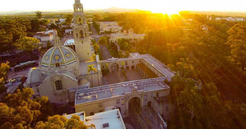 Balboa Park at sunset.