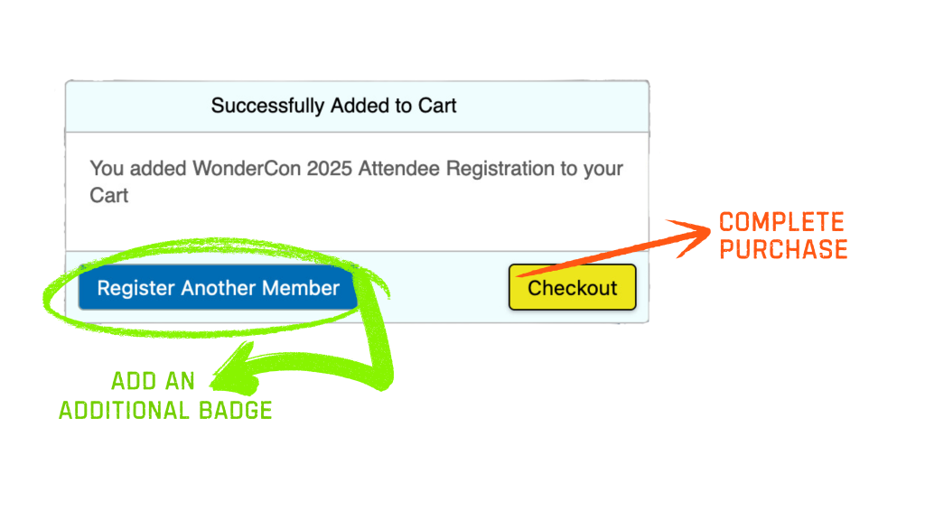 3. SELECT BADGES FOR OTHERS OR PROCEED TO CHECKOUT