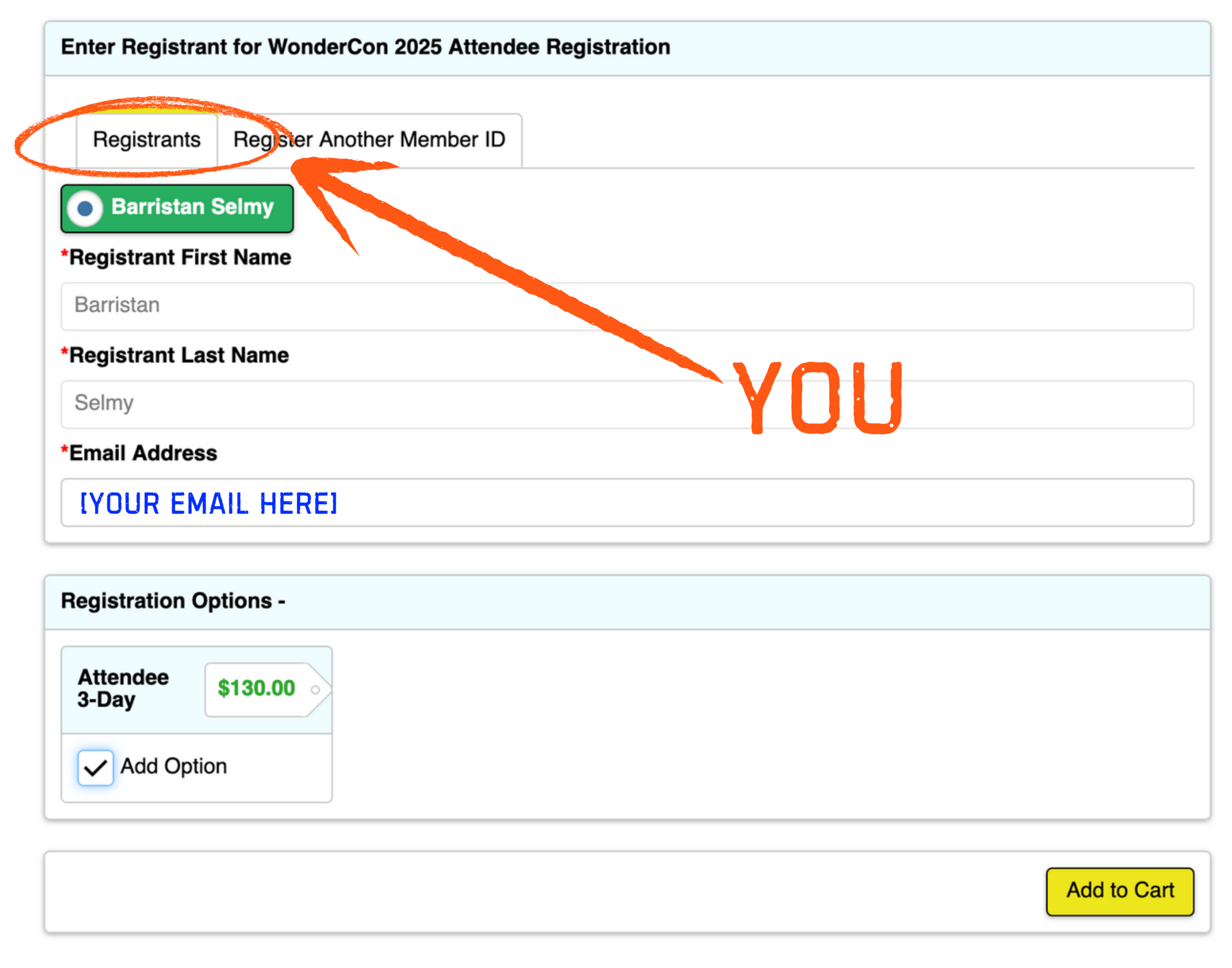 2. ADD YOUR BADGES TO THE CART